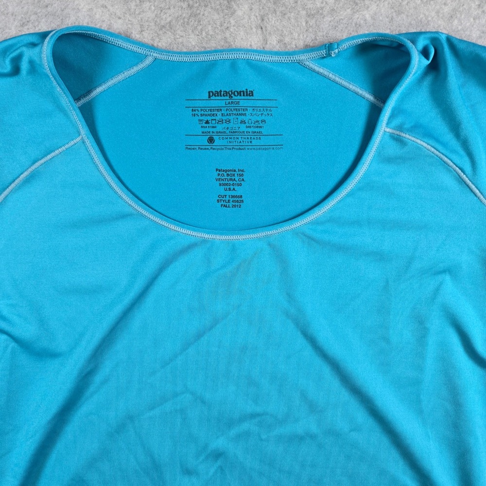 Patagonia Capilene Base Layer Women Large Blue Long Sleeve Shirt 45625 Fall 2012